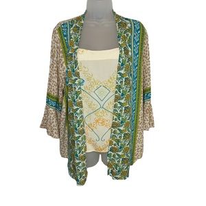 Multiples Blouse Womens Boho Paisley Gypsy Bell Sleeve 70s 60s Exrra Large